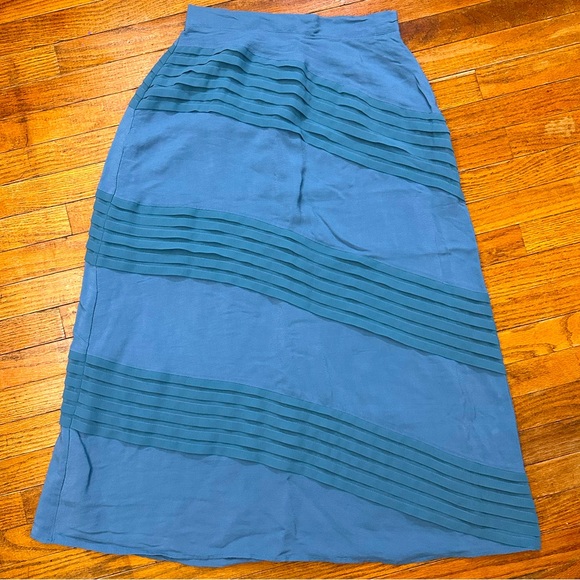 Soft Surroundings Dresses & Skirts - Soft Surroundings Size PXS Petite Pintuck Flowy Chiffon Blue Long Maxi Skirt